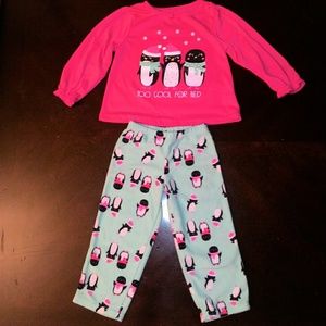 Carter's Pink Top with Mint Penguin Pajama Set